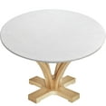 thumbnail image 3 of Retrok Round Tablecloth Elastic Edged Tablecloth Wipeable Table Cloth Table Cover for Outdoor,Patio,Kitchen,Dining Room Waterproof Oilproof without Washing 23.6" Inch Round Tight Fit White, 3 of 11
