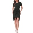 thumbnail image 2 of INSPIRE CHIC Women's Tie Waist Short Sleeve Casual Work Office Sheath Dress Black M, 2 of 4