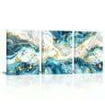 thumbnail image 2 of 3 Pieces Abstract Wall Art Modern Butterfly And Marble Vortex Picture Teal and Gold Painting for Bedroom Living Room Office Wall Decor Ready to Hang 12x16inchx3pcs (Teal), 2 of 10
