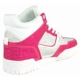 thumbnail image 3 of La Sheelah Flat Women High Top Fashion Sneakers Chelsea Shoes Lace Up Rhinestone Bling Sparkly Studs RICH-42 Hot Pink Fuchsia / White 7.5, 3 of 4