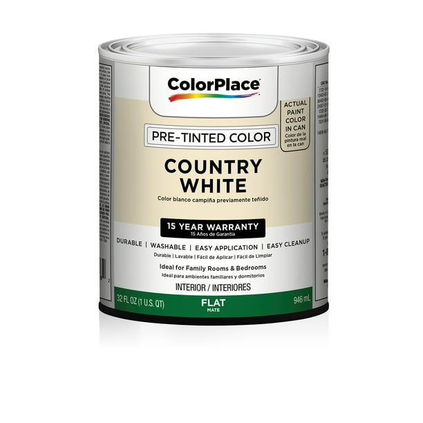 ColorPlace Pre-Tinted Flat Interior Paint, Country White, 32 Fl. Oz