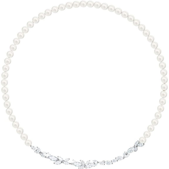 Swarovski Louison Pearl Necklace, White, RHODIUM PLATED