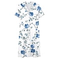 thumbnail image 4 of Xdegoge Sleepwear for Women Cute Print Nightshirt Short Sleeve Button Up V Neck Nightgown Contrast Trim Sleep Dress Notched Collar Loungewear Casual Loose Loungewear, 4 of 7