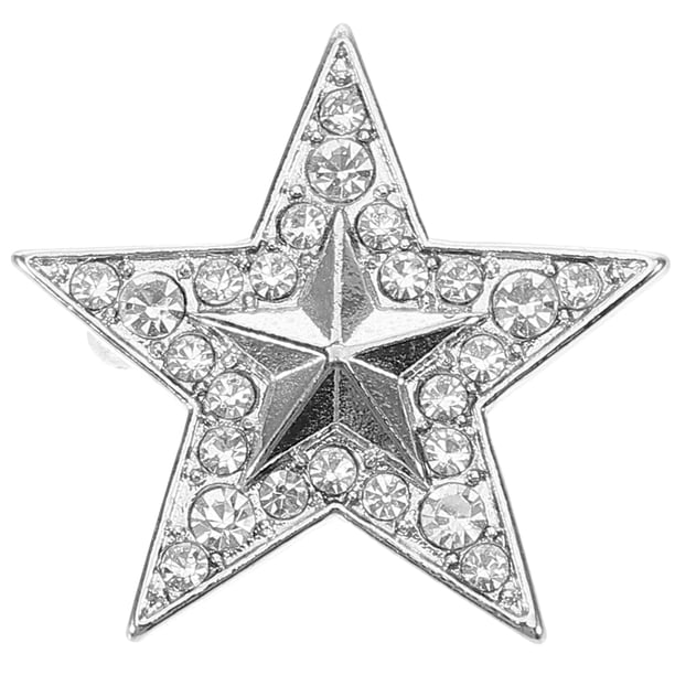 GOOHOCHY Broche de diamantes de imitación estéticos para mujer, broche de aleación con forma de estrella para ropa, prendedor de solapa, broche de estrella brillante, insignia decorativa.