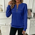thumbnail image 5 of Stamzod Womens Quarter Zip Pullover Sweatshirts Dressy Casual Textured Tops Spring Fall Crewneck Sweatshirt Blue E L, 5 of 8