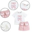thumbnail image 6 of WOLLED 2 PCS Toddler Girls Skirt Sets Baby Summer Short Sleeve T-Shirt Tops & Short Mini Skirts Set Outfits 18M-6Y, 6 of 11