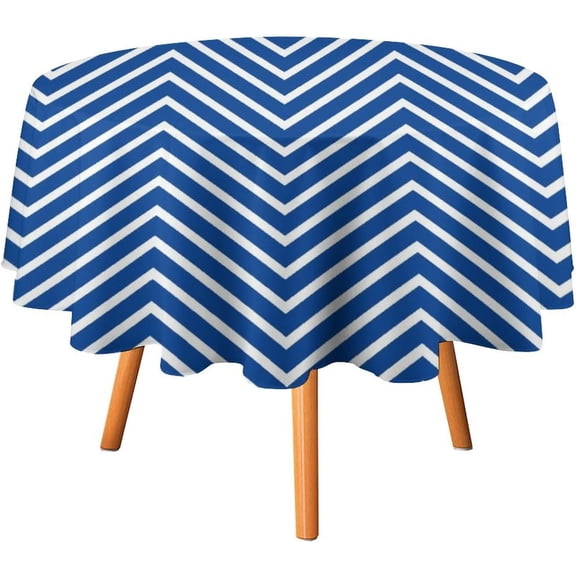 Monogram Thin Chevron Blue Tablecloth Washable Dinng Table Covers Decorative for Kitchen & Table Linens 60" x 60"