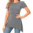 thumbnail image 3 of Youmylove Women Maternity Irregular Hem Tshirt Casual Short Sleeve Crew Neck Basic Nursed T-Shirt Tee Shirts Top For Breastfeeding Pregnant, 3 of 8