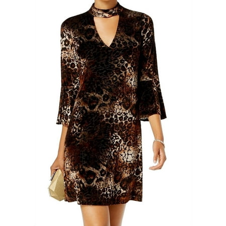 UPC 828659696982 product image for Jessica Howard Women s Animal-Print Velvet Choker Dress (8  Brown/Black) | upcitemdb.com