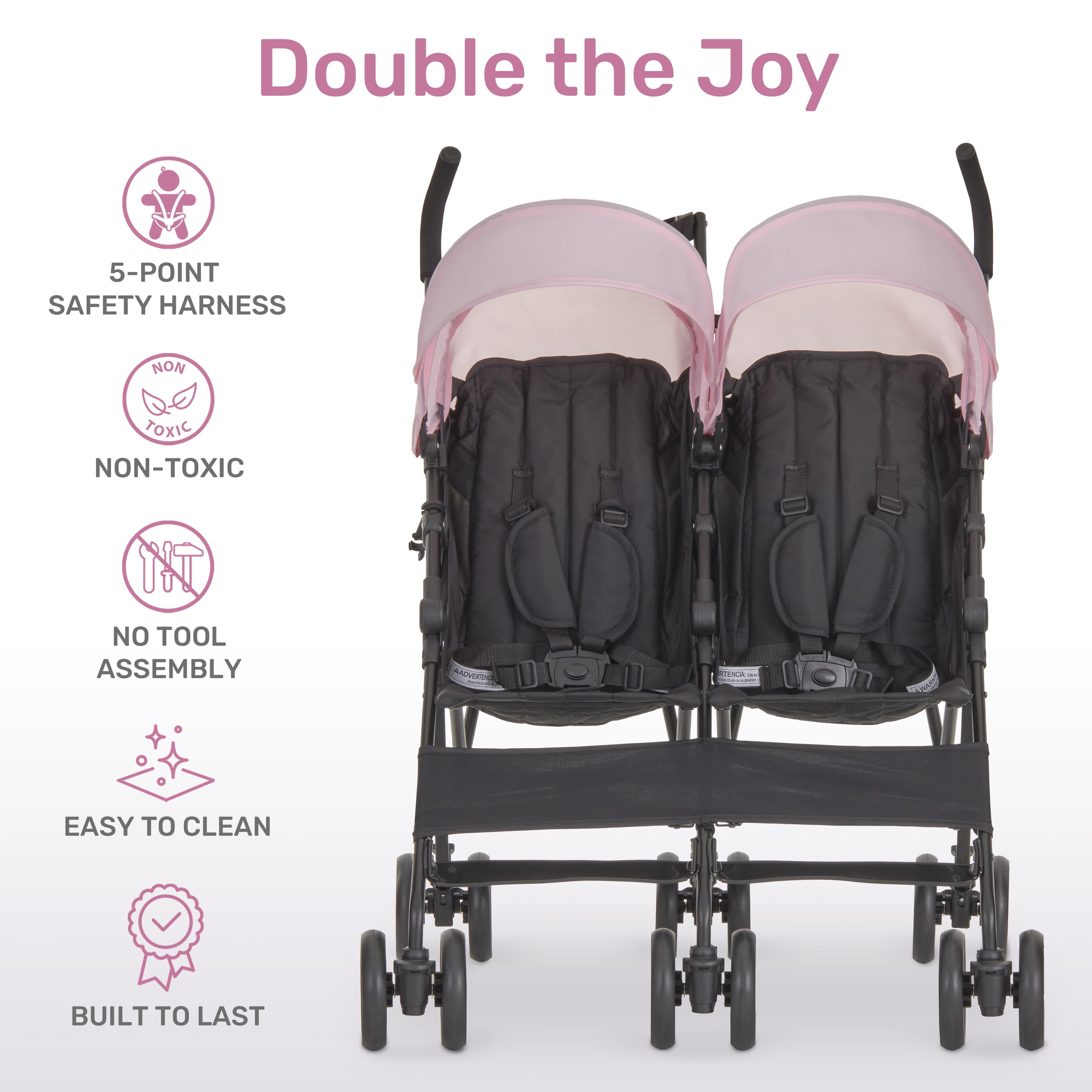 Dream On Me Twin Venture Umbrella Stroller, Pink