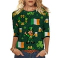 thumbnail image 2 of Ounisa Womens 3/4 Sleeve St. Patrick's Day T-Shirts Crew Neck Spring Graphic Tee Tops, 2 of 8