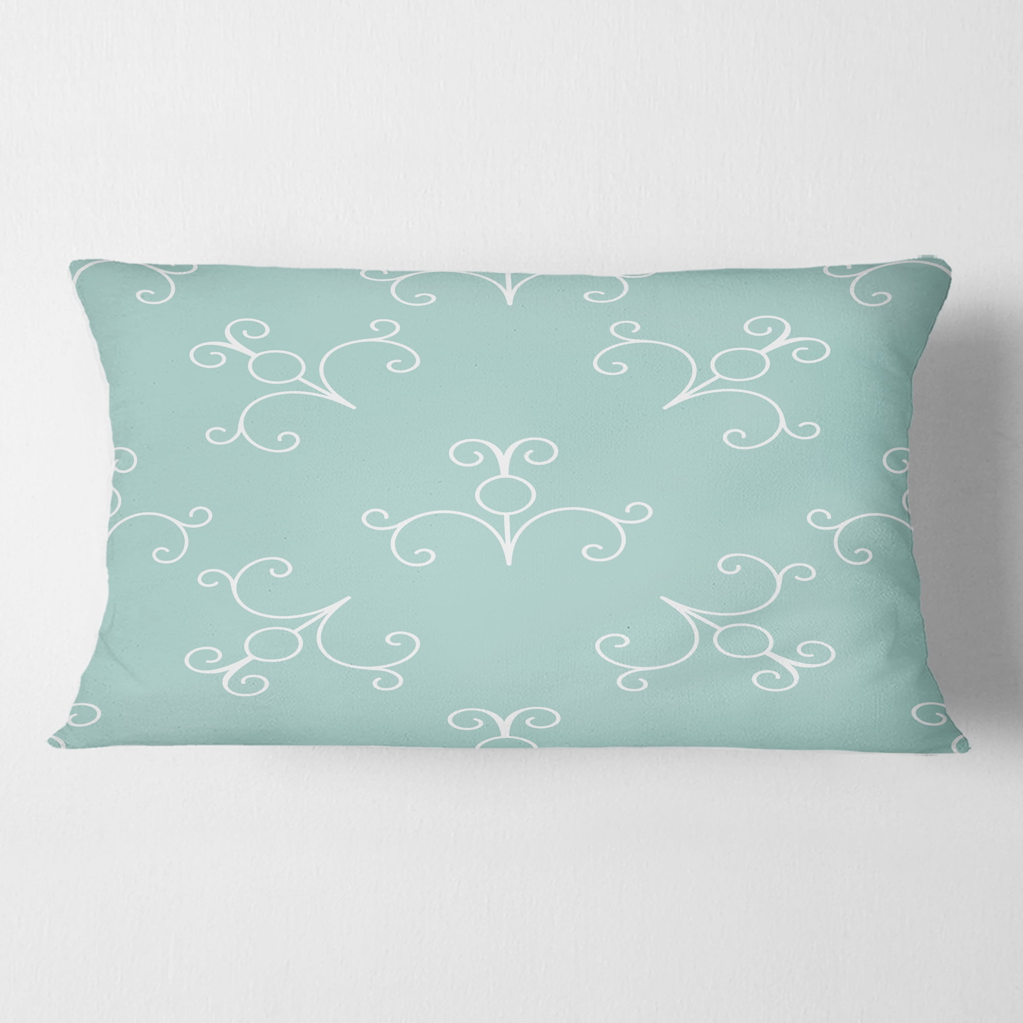 Designart Turquoise Minimal Ornament' Mid-Century Modern Throw Pillow - 12x20