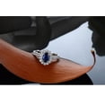 thumbnail image 4 of Sale Antique Floral 1 Carat Blue Sapphire and Diamond Engagement Ring for Her in White Gold, 4 of 4