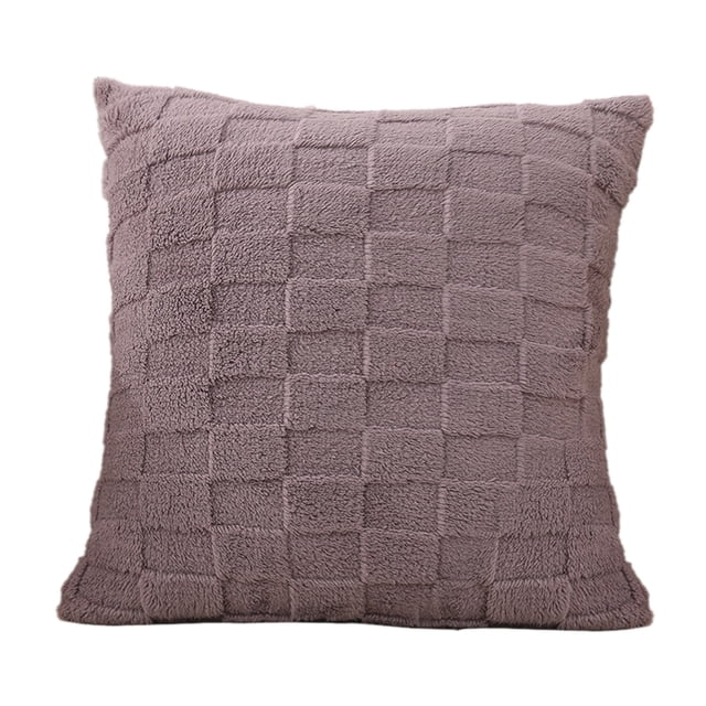 Avdolw Furry Pillow Set, Shu Velvet Cushion for Living Room Sofa, Polyester Backrest Lumbar Pillow Cover, Invisible Zipper, Soft Decor