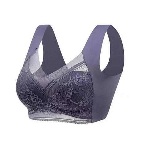 knqrhpse Push Up Bra Bras for Women No Underwire Posture Correcting Bra Seamless Bra Up Wireless Bra Breathable Bras For Older Everyday Bras Lace Bra Minimizer Bra Seamless Bras Purple L