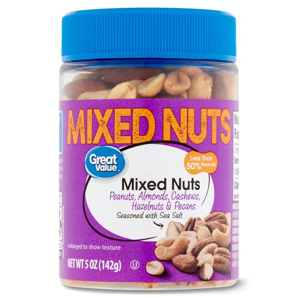 Great Value Mixed Nuts with Peanuts, 5 oz