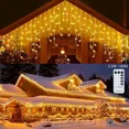 thumbnail image 2 of Decoración navideña 2024, cortina de luces LED con forma de carámbano, guirnalda de calle para exteriores, para bodas de invierno, Año Nuevo 2025, 220 V, UE, 2 of 5