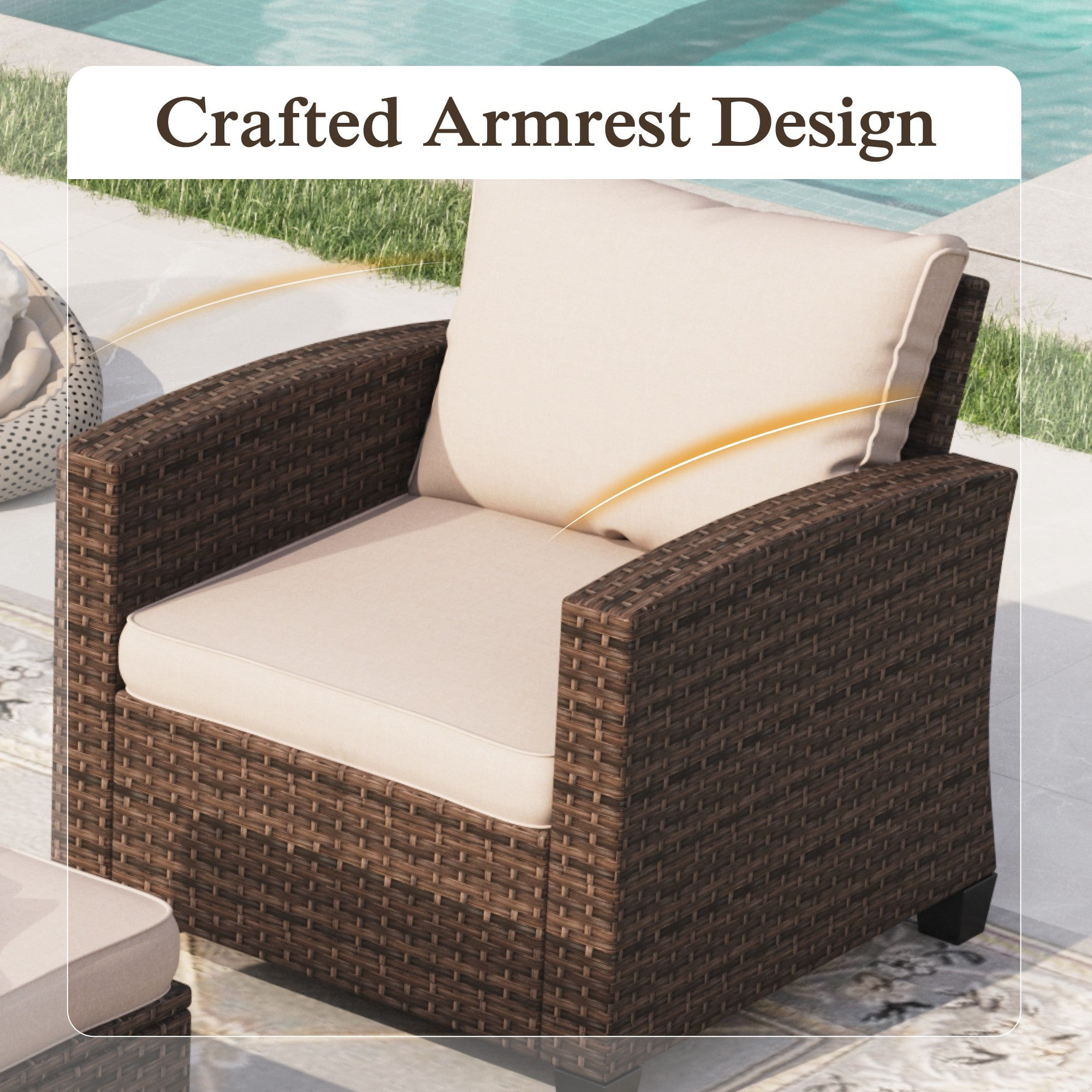 Sophia & William Wicker Patio Sofa Chairs Set of 2 With Beige Cushions