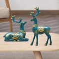 thumbnail image 4 of 2 estatuas de ciervos, de resina de reno, escultura artesanal para el hogar, estantería de mesa, decoración, adornos, regalos , Azul Baoblaze Estatua de escultura de ciervo, 4 of 8