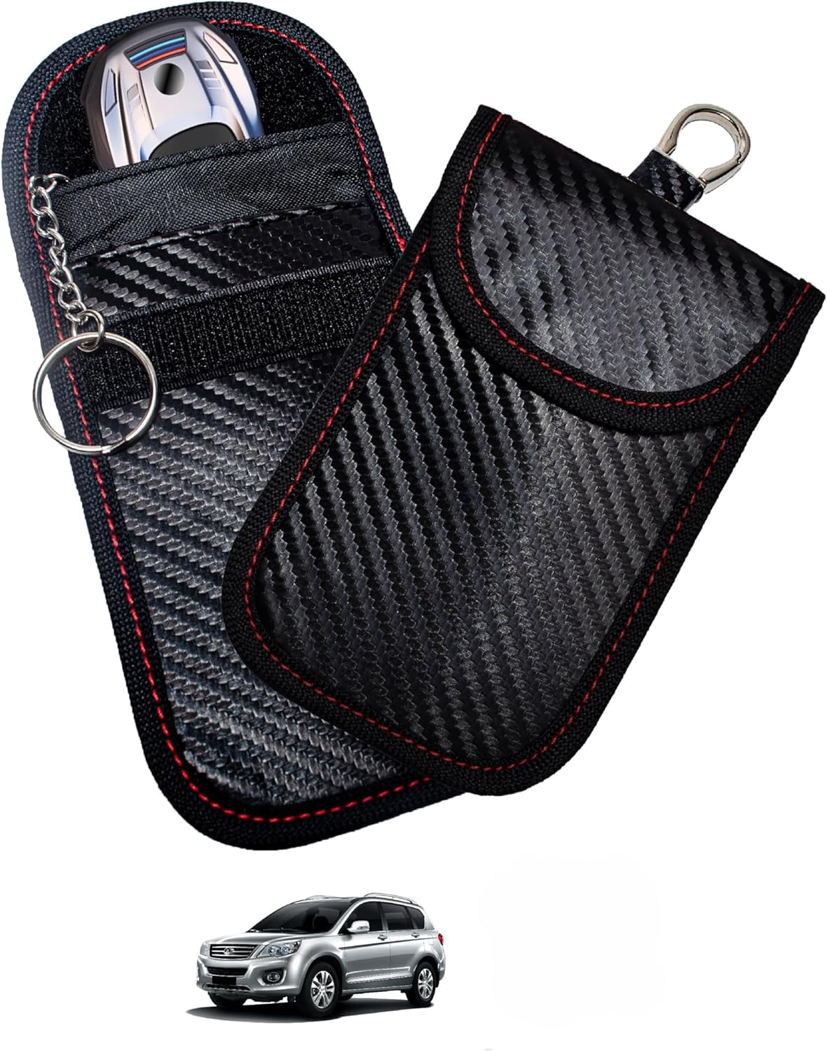 Lot De 2 Sacs Faraday Pour Clés De Voiture Et Téléphone - Blocage Signal RFID - 8.3x4.3 Pouces - Étanche - 5