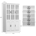 thumbnail image 3 of OXYLIFE 5-Tier Bookcase with Glass Door,6-Door Kitchen Pantry Display Storage Cabinet, White, 78.7" H, 3 of 8