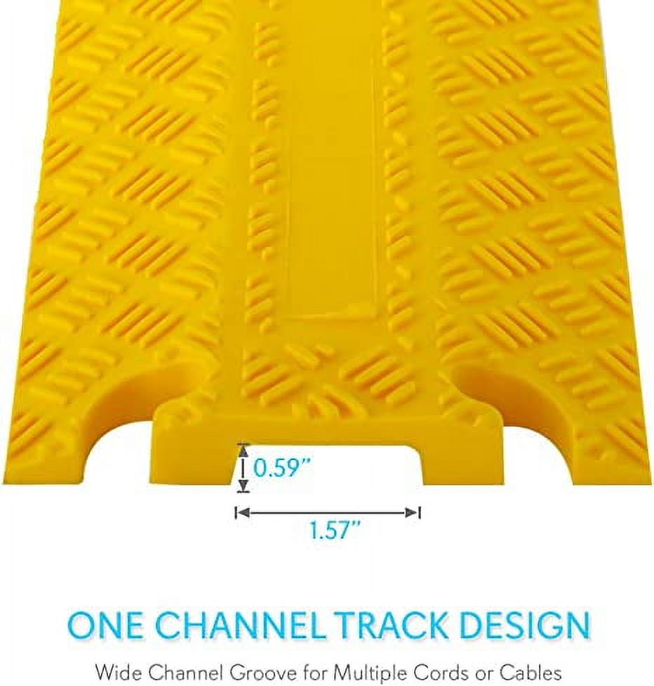 Pyle Durable Cable Protection Ramp Cover Supports 11000lbs Single Channel Heavy Duty Hose, Yellow