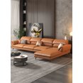 thumbnail image 2 of Leather Sofa Living Room Italian Minimalist Small Apartment Color Matching Chaise Sofa My Lux Decor Round, 2 of 12