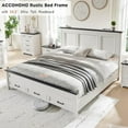 thumbnail image 4 of ACCOHOHO Farmhouse King Size Bed Frame with 52" Tall Full-Panel Headboard, Wood Platform Bedframe with Footboard and Storage Drawers, No Squeak, No Box Spring Needed, Antique White, 4 of 8