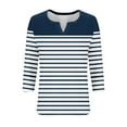thumbnail image 4 of Royisotas 3/4 Sleeve Womens Plus Tops Fall Casual Striped Navy Women's Blouses Loose Fit Comfy V-Neck Tshirts, 4 of 5