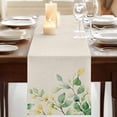 thumbnail image 3 of Farmhouse Green Leaves 60 Inch Table Runner, Vintage Spring Botanical Branch Farmhouse Dresser Scarf Cotton & Linen Tablerunner for Dining/Kitchen Island/Holiday Party Décor 13" x 60", 3 of 9