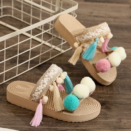 

Cathalem Kids Dance Warm up Booties Fashion Summer Children Shoes Girls Slippers Thick Soles Lightweight Warm House Slipper Sky Blue 9 Years