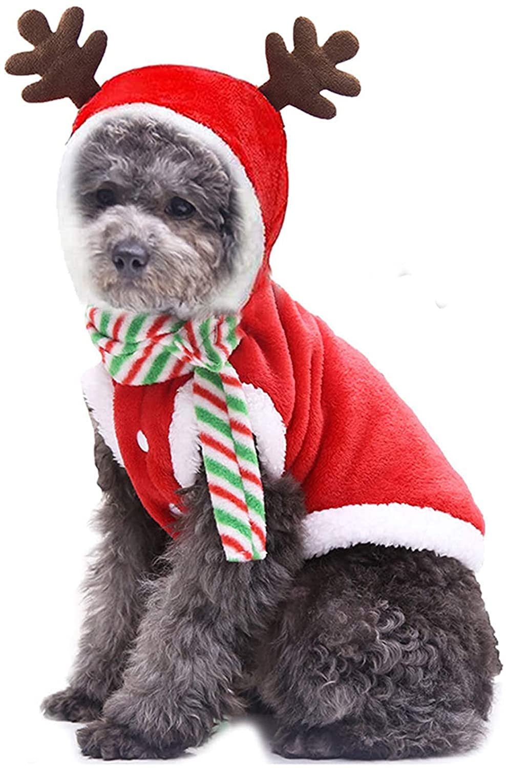 Christmas Pet Outfit Dog Cat Puppy Elk Print Xmas Clothes Costume Warm Dog Vest Apparel XS 