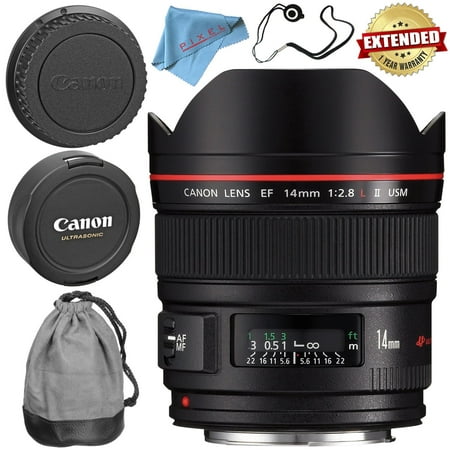 Canon EF 14mm f/2.8L II USM Lens + Fibercloth + Lens Capkeeper