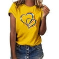 thumbnail image 3 of Gibobby Camisa Elegante Para Mujer Love Fashion Casual O-cuello manga camiseta blusa corta Tops mujer estampado colorido blusa de mujer（Amarillo， L), 3 of 4