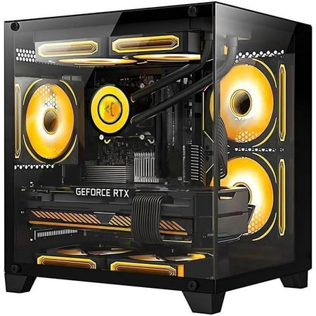 Hoengager Gaming PC -AMD Ryzen 5 5600X 3.7 GHz-RTX 4060 8GB-32GB DDR4 RAM-1TB M.2 SSD-240 Liquid Cooler -WIFI &Bluetooth -RGB Fans-Windows 11 Pro Desktop Computer-Black