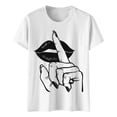 thumbnail image 5 of Womens Tops Funny Graphic Print Short Sleeve Crew Neck T-Shirt Tee White3 S, 5 of 6