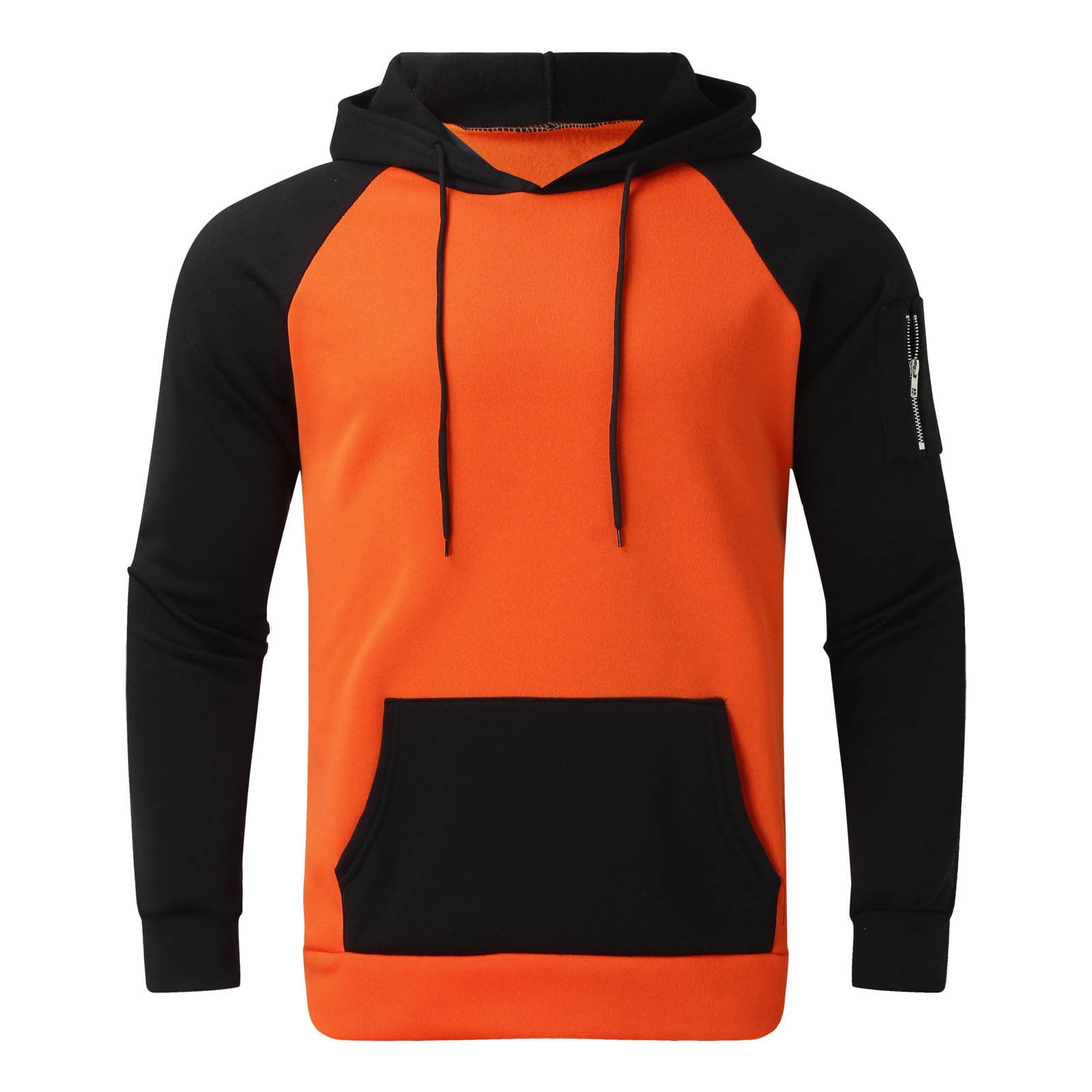 Hoodies For Men New Long Sleeve Multicolor Hoodie Men s Fleecy Zipper Pocket Top For Autumn Winter Hooded Sweatshirts Orange M JE Walmart