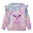 thumbnail image 5 of Yuyamidu Cat Sweatshirt Girls Size 7-8 Long Sleeve Ruffle Shoulder Crewneck Pullover Tops Y2K Cute Animal Graphic Sweatshirts Casual Fall Outfits Everyday Clothes, 5 of 8