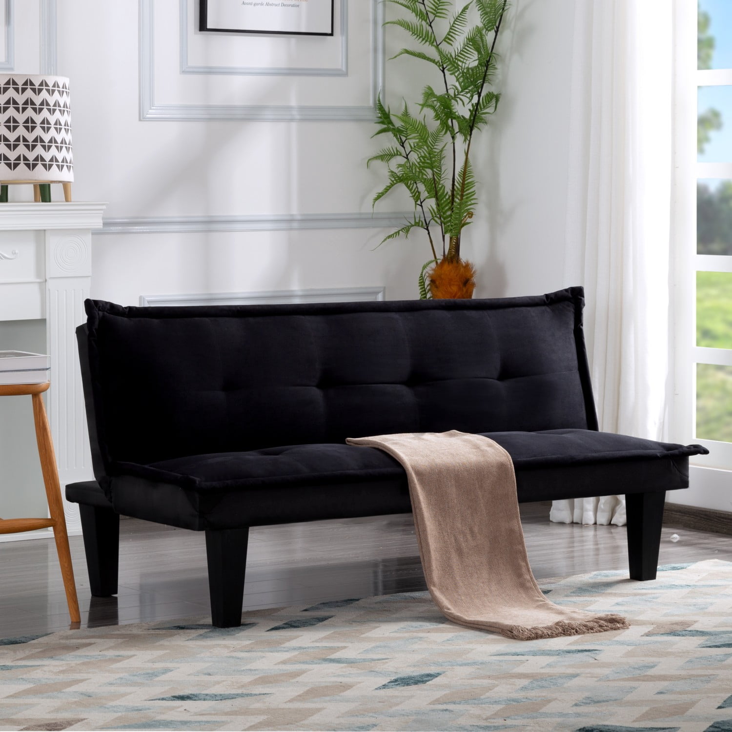 Gewnee Futon Sofa Bed,Black Futon Couch ,Sleeper Sofa Loveseat Convertible Couch for Small Spaces Compact Living Spaces,Apartment(Black)