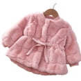 thumbnail image 3 of Esaierr Infant Baby Fall Winter Jacket Coats for Girls Fashion Plush Outerwear Toddler Lace-Up Soft Fuzzy Puffer Coats Jacket 9 Months-5 Years, 3 of 7