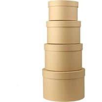 Round Gift Boxes with Set of 4 Brown Gift Box Assorted Sizes Nesting Gift Boxes for Presents Birthday Bridesmaid Wedding Valentines Christmas Party Favor Boxes