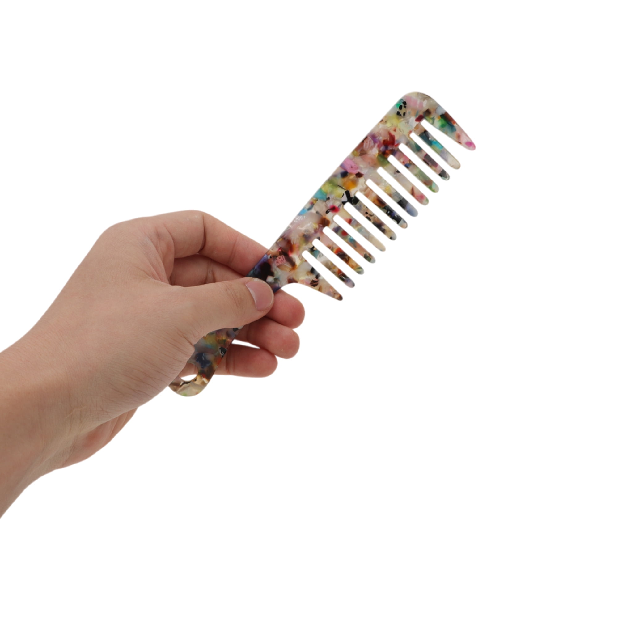 Unique Bargains 1 Pc Marble Handle Hair Comb for All Hair Types Styles Multicolored