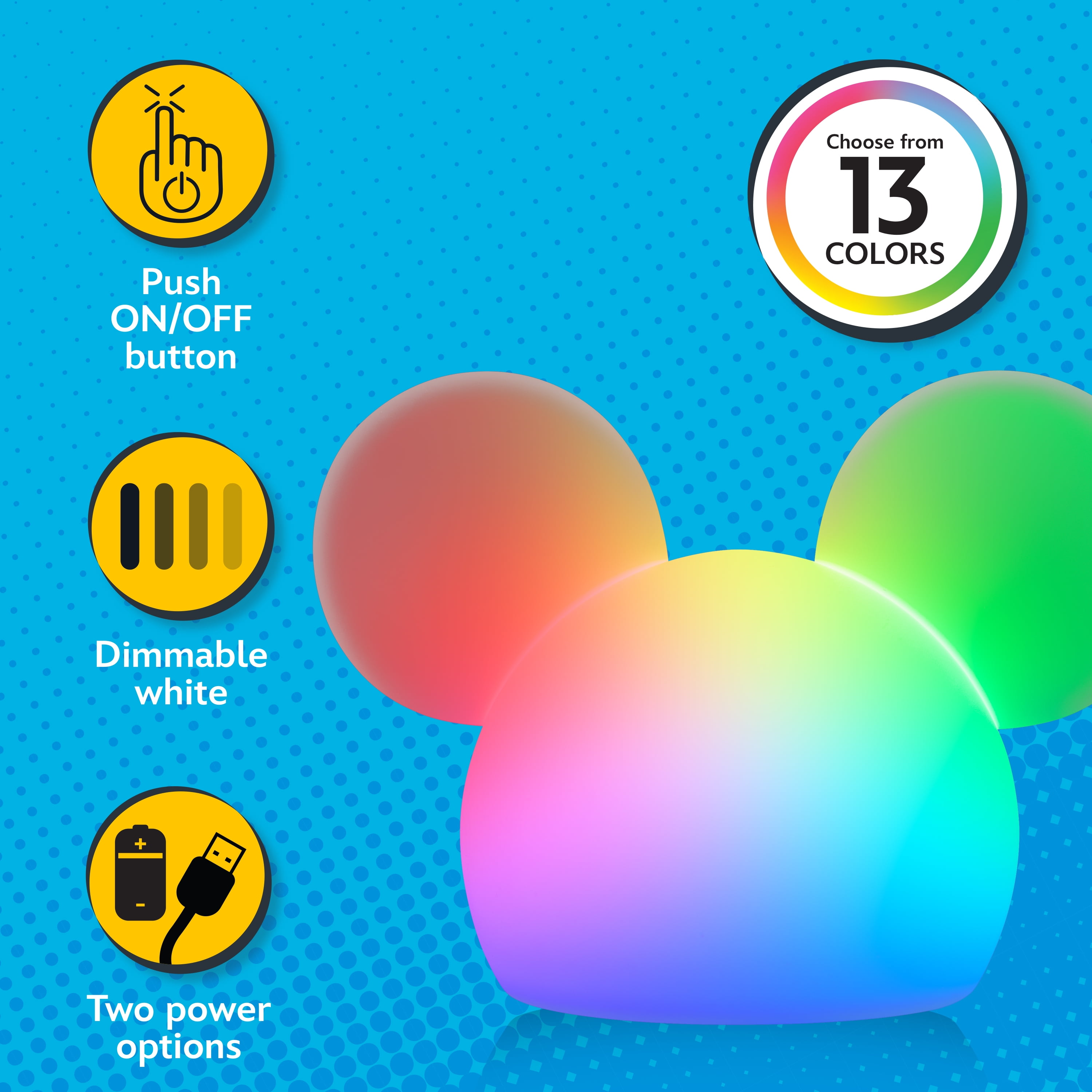 Disney Manual Battery Powered Mickey Mouse LED Night Light