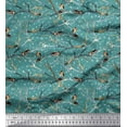 thumbnail image 1 of Soimoi Blue Cotton Duck Fabric Branch,Dot & American Robin Bird Printed Fabric 1 Yard 42 Inch Wide, 1 of 1