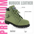 thumbnail image 6 of Steel Toe Boots for Women - Moss - 7M | Waterproof Women's Fusion Work Boots | Leather Work Boots | Rugged Goodyear Welt Construction | Oil Resistant Outsoles & Cushioned Insoles, 6 of 7