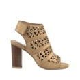 thumbnail image 4 of Trendsup Hush-03 Women's Perforated Block Heel Dressy Sandals Trendy Open Toe Mule BEIGE 6.5, 4 of 4