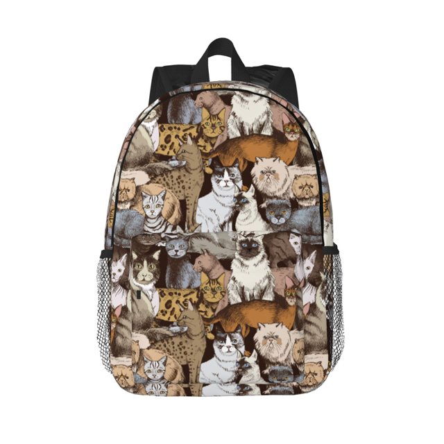 Lukts Cut Cats Pattern 15 Inch Student Backpack, Waterproof Laptop Backpack with Adjustable Shoulder Straps, Lightweight Travel, Campus Backpack, Unisex