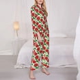 thumbnail image 3 of Fuzoiu Rose Flowers Print Women's Long-Sleeved Pajama,Lounge Button Down Nightwear,Womens Notch Collar Pajama Set-XX-Large, 3 of 7