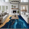 thumbnail image 4 of Navy Blue Large Area Rugs for Bedroom Living Room, Soft Non Slip Carpet Bedside Rug, Modern Abstract Luxury Golden Rectangular Floor Cover Kitchen Accent Rug 8'x10' for Dining Room/Office, 4 of 9