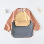 Kids Baby Long Sleeved PU Bibs Children Toddler Art Crafts Waterproof Mealtime Protection Washable Easy Clean Smock Boys Girls M style 6